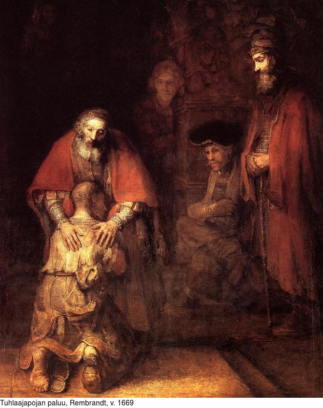 Tuhlaajapojan paluu, Rembrandt, v. 1669