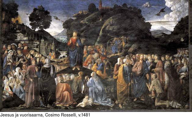 Jeesus ja vuorisaarna, Cosimo Rosselli, v.1481