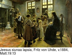 Jeesus siunaa lapsia, Fritz von Uhde, v.1884, Matt.19:13