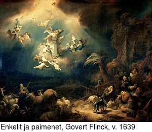 Enkelit ja paimenet, Govert Flinck, v. 1639