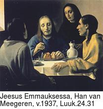 Jeesus Emmauksessa, Han van Meegeren, v.1937, Luuk.24.31