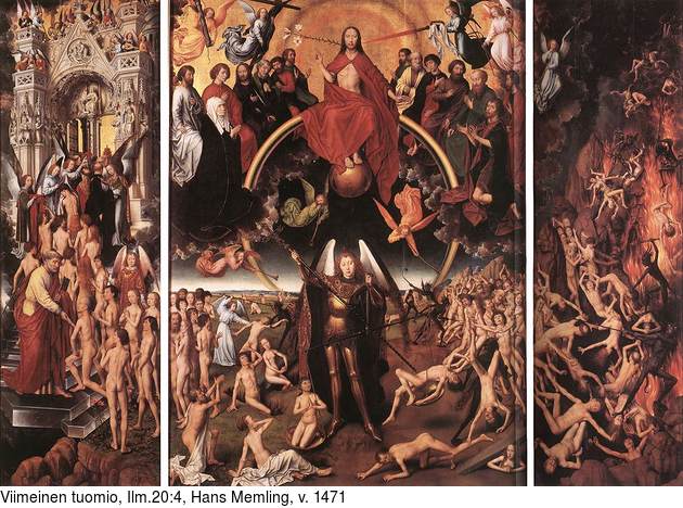 Viimeinen tuomio, Ilm.20:4, Hans Memling, v. 1471