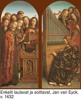 Enkelit laulavat ja soittavat, Jan van Eyck, v. 1432