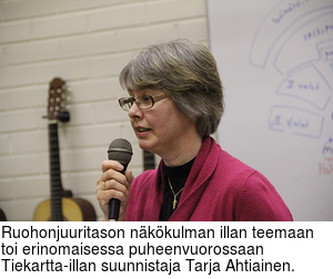 Ruohonjuuritason nkkulman illan teemaan toi erinomaisessa puheenvuorossaan Tiekartta-illan suunnistaja Tarja Ahtiainen.