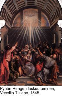 Pyhn Hengen laskeutuminen, Vecellio Tiziano, 1545